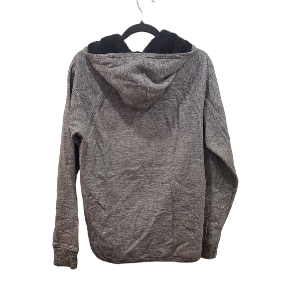 ATM Full Zip Gray and Black Sherpa Fleece Hoodie Sweatshirt Size Medium - Picture 3 of 7